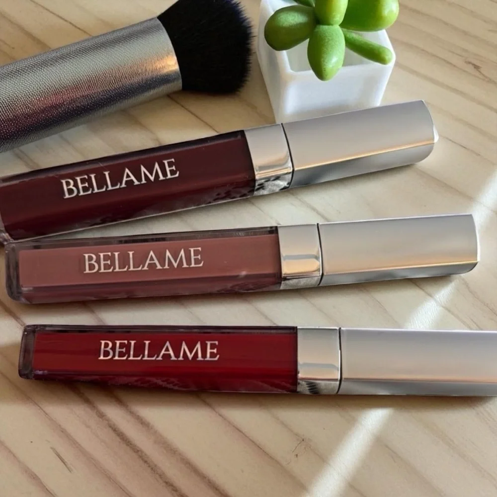 Bellame matte Lip Gloss Set - Red, Brown, and Pink Shades set of 3